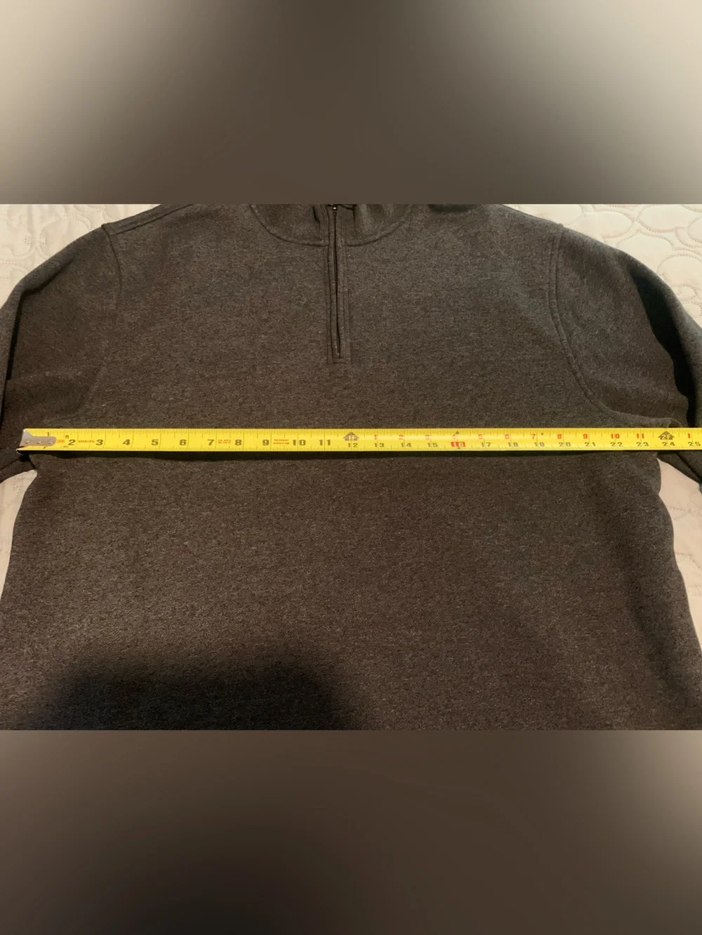George Men’s Quarter Zip Pullover Sweater Fleece Lined Charcoal Gray Large 42-44